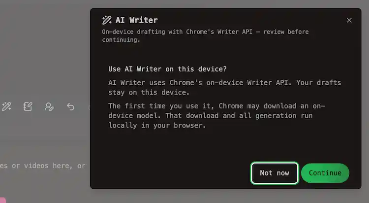 Opt-in local modal before using AI toolbar
