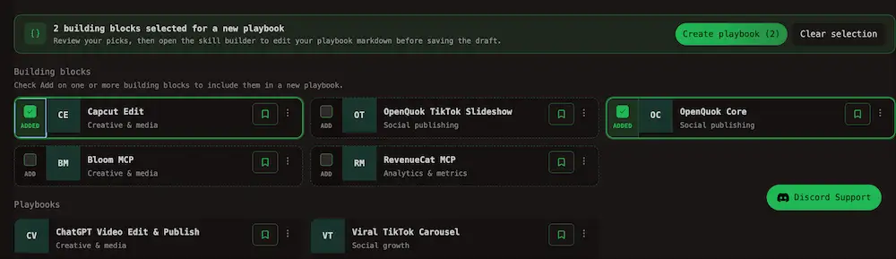 Select Building Blocks to Create New Playbooks