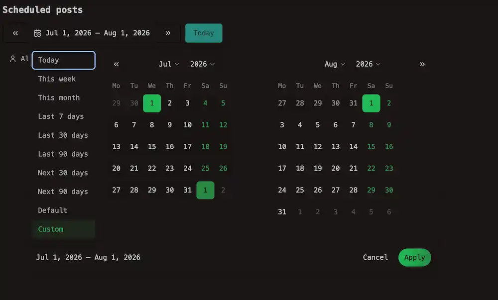 Filter posts by date range picker