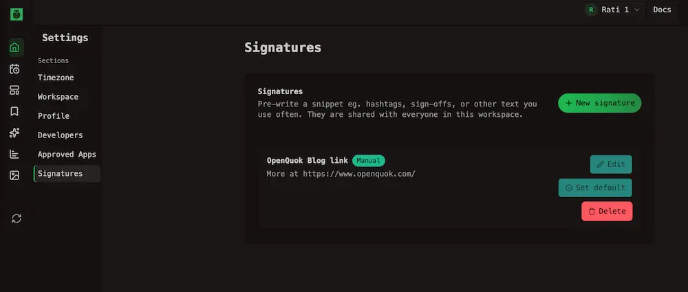 Signature Setting