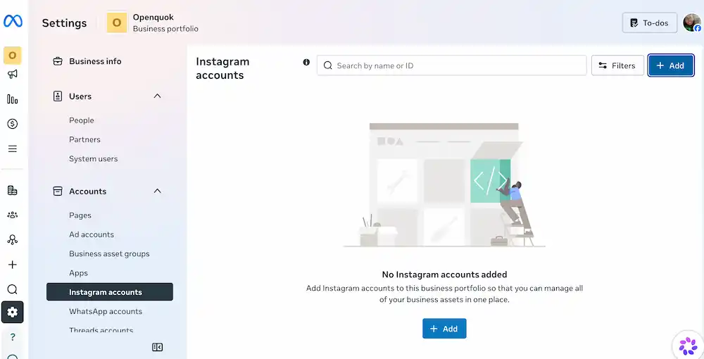 Add an Instagram account in Meta Business Suite